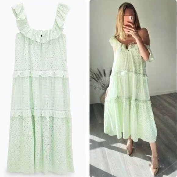 Zara Embroidered Lace Midi Dress Size S NEW WITH TAG! - Picture 2 of 7